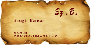 Szegi Bence névjegykártya
